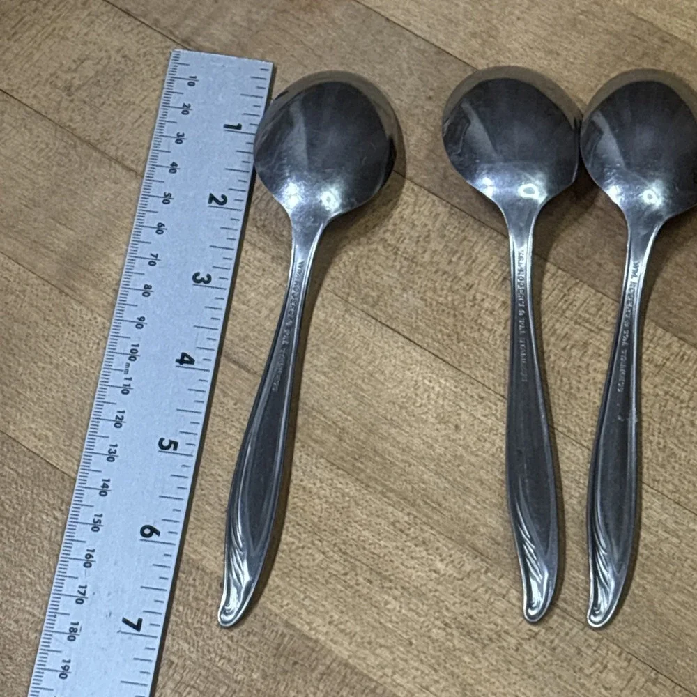 Lot 3 WM Rogers & Son Feather Stainless Steel Tablespoons Spoons Replacement
